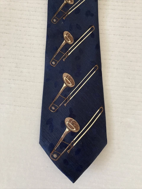 Dino Romaro Men's Necktie Tie Polyester Hand Made Trombone Theme