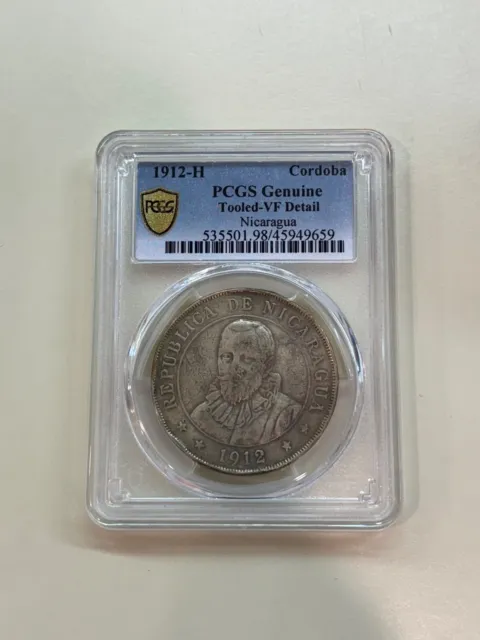1912 Nicaragua 1 Cordoba Silver Coin, KM# 16, PCGS Certification, VF Details