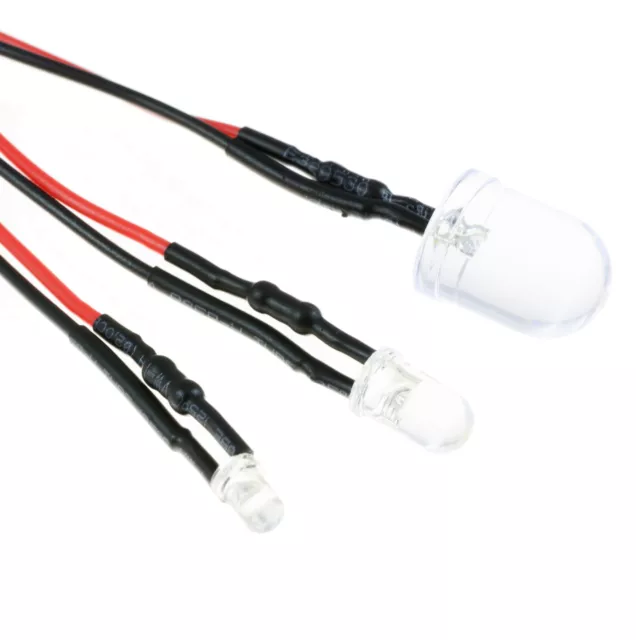 12 V Ultrahell 3 mm 5 mm 10 mm vorverdrahtete LED mit schwarzer Blende Halter alle Farben