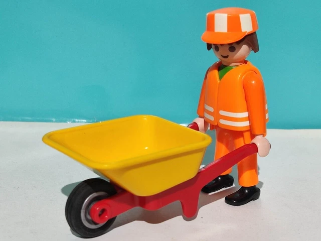 Figurine Playmobil Jardinier Avec Brouette - Thème Ferme - Occasion En Bel état