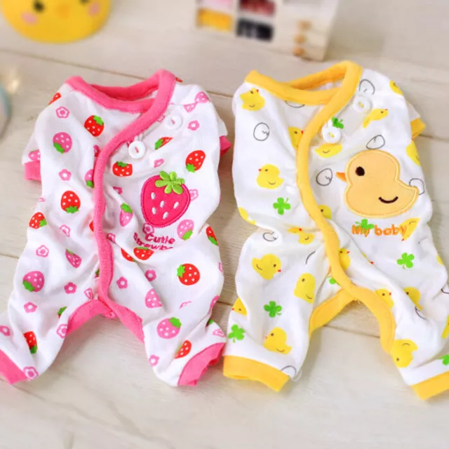 Jumpsuit Cat Pajamas Apparel Soft Embroidery Dog Small Puppy Clothes Cotton Pet