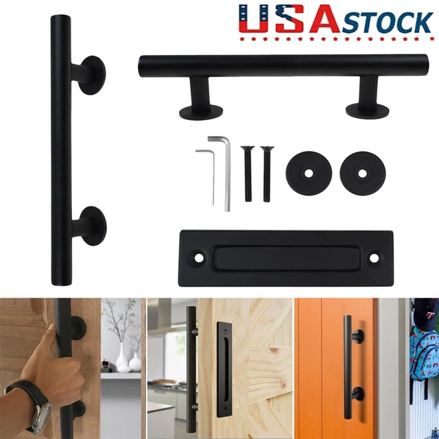 12" Iron Sliding Barn Door Handle Heavy Duty Garage Gate Pull Flush Hardware Set