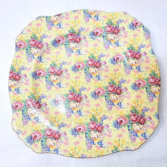 Royal Winton England Grimwades Welbeck Chintz 10" Square Dinner Plate 1995