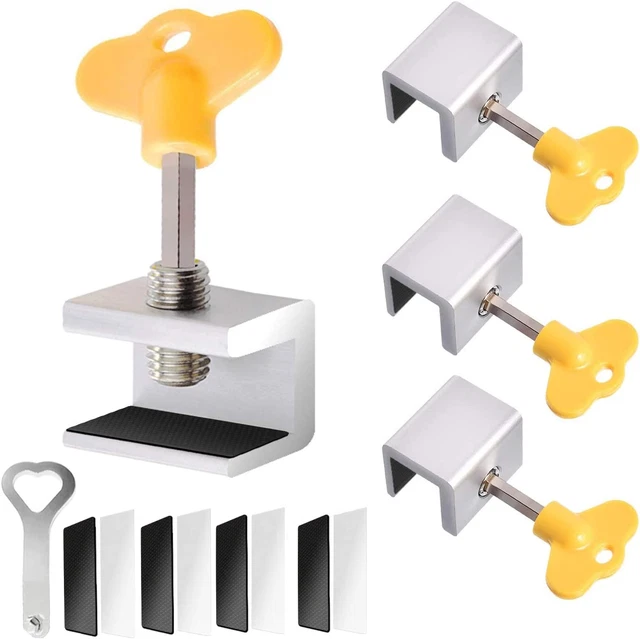 4 Sets Sliding Window Locks, Security Window Lock Aluminum with Key, Window Stop
