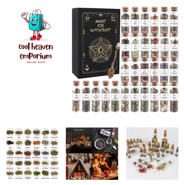 Witchcraft Supplies Herbs - 30 Bottles Dried Herbs Kit for Beginners - Altar ...