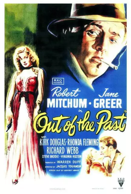 OUT OF THE PAST Movie POSTER 27 x 40 Robert Mitchum, Kirk Douglas, Jane Greer, A