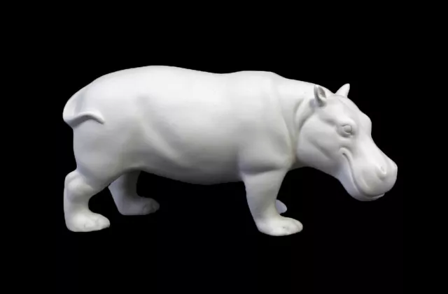 9942398 Wagner&apel Estatuilla de Porcelana Hipopótamo Blanco Bisquit 10x21cm