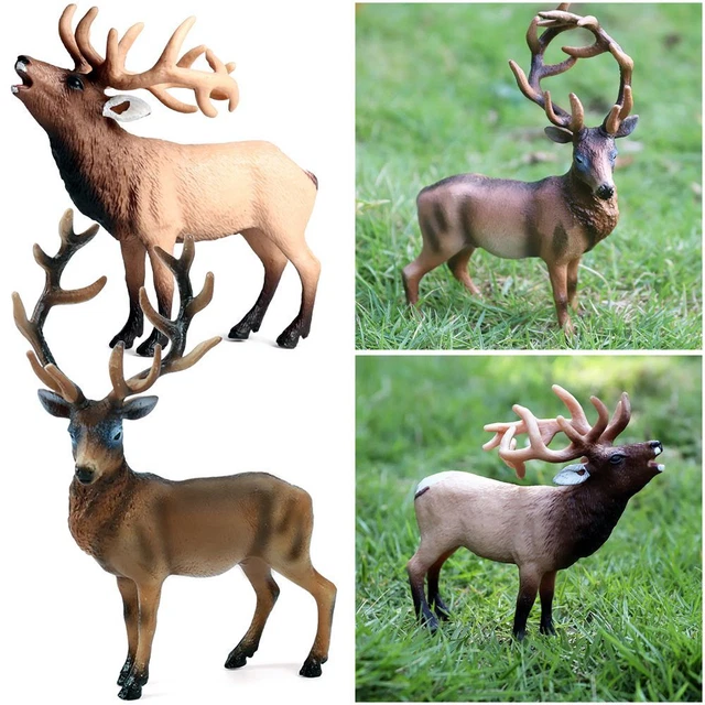 Realistic Elk Figurine For Christmas Decor | Wild Animal Reindeer Model For Holiday Desktop Display, Home & Festival Ornament