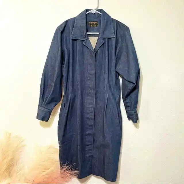 Vintage Donna Karan New York 1980’s Rigid Denim Dress with Fitted Waist 6 EUC