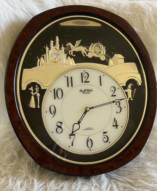 SMALL WORLD RHYTHM Clock Castle with Crystal Horse and carriage dancing