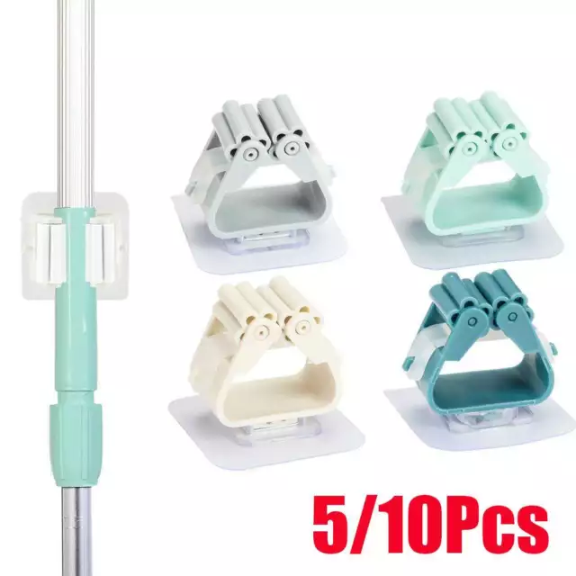 Mop holder Wall-mounted Broom Brush Handle Tool Hanger Sticky hook 5/10PCS
