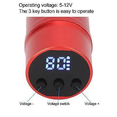 Fuente de alimentación de tatuaje mejorada para lápiz de tatuaje rojo - 1300 mAh