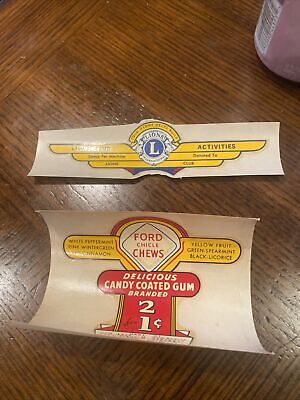 FORD Gum Gumball Machine LIONS Club WINGS WATER SLIDE Penny DECALs NEW OLD STOCK