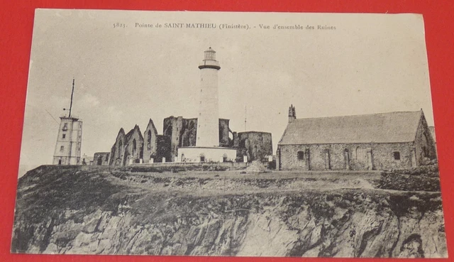 Cpa Carte Postale 1910-1920 Pointe St Mathieu Finistere Ruines Phare Bretagne