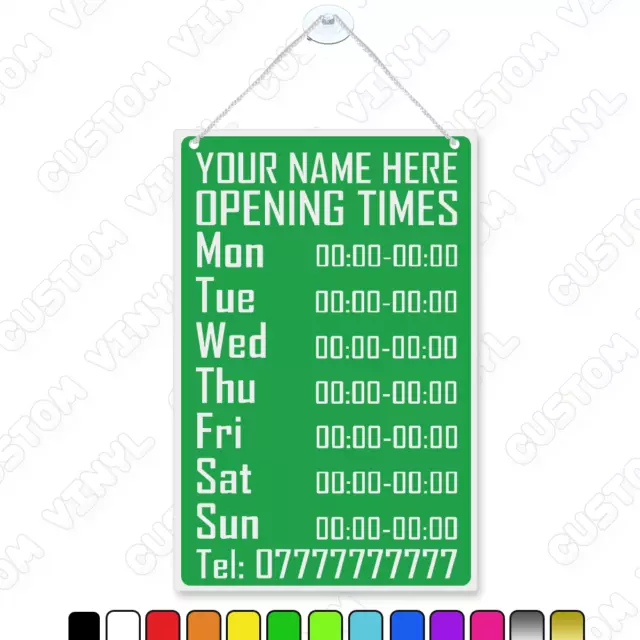 Hanging opening times, custom business hours sign, opening times sign shop cafe