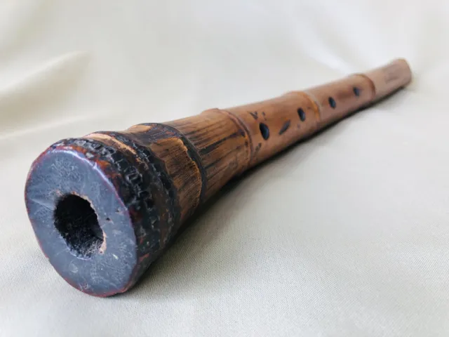 Y4264 SHAKUHACHI Flauta de Bambú Japón Tradicional Instrumento Musical Antiguo