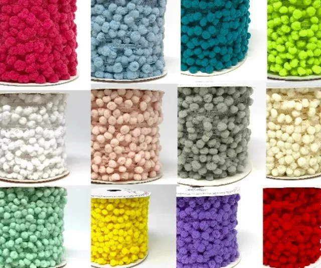 NEW! Bertie's Bows 10mm Pom Pom (8mm bauble) - per metre or by the 25m Roll