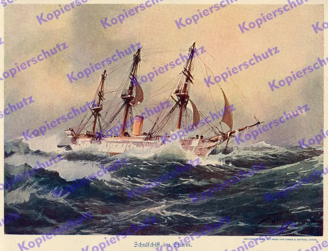 W. Stöwer Kaiserliche Marine Torpedoschulschiff SMS Blücher Segeln Seefahrt 1902