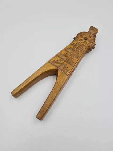 Vintage Antique? Scandinavian Woodenware Treen Nut Crackers Geometric Decoration