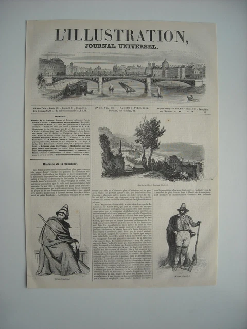 Gravure 1844. Calabre. Paysan Et Brigand Calabrais. Ville De Cosenza Calabre.