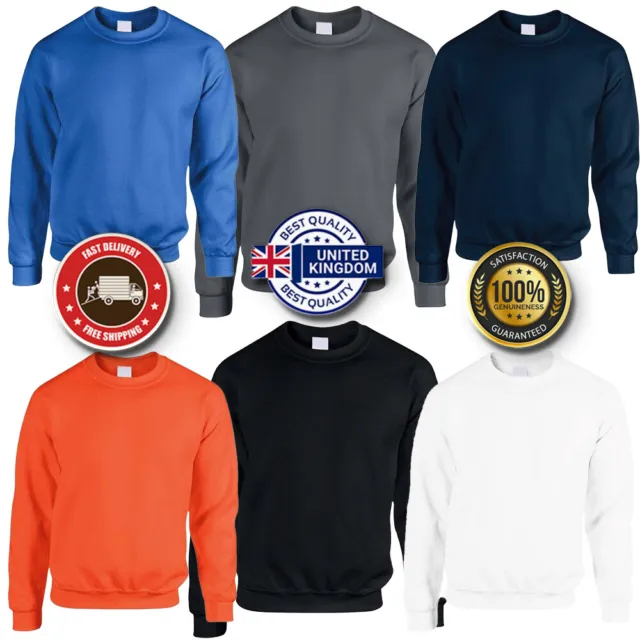 Mens Sweatshirt Heavy Blend Crew Neck Plain Jumper Pullover Casual High Quality