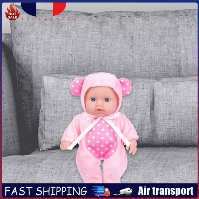 Silicone Babe Doll Vinyl Flexible Lifelike Reborn Doll Toy (Pink Dot) FR