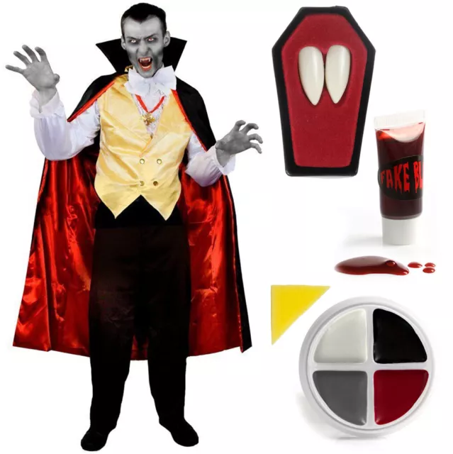 Mens Vampire Costume Halloween Fancy Dress Costume Adult Gothic Count Dracula