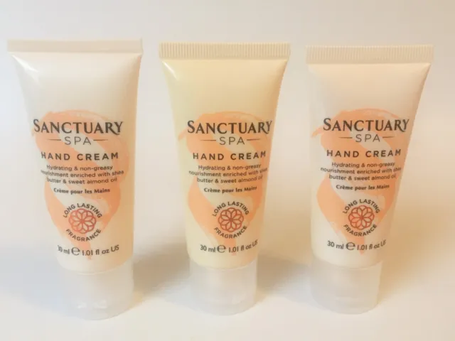 3 x Sanctuary Spa Hand Cream with Shea Butter 30ml Vegan