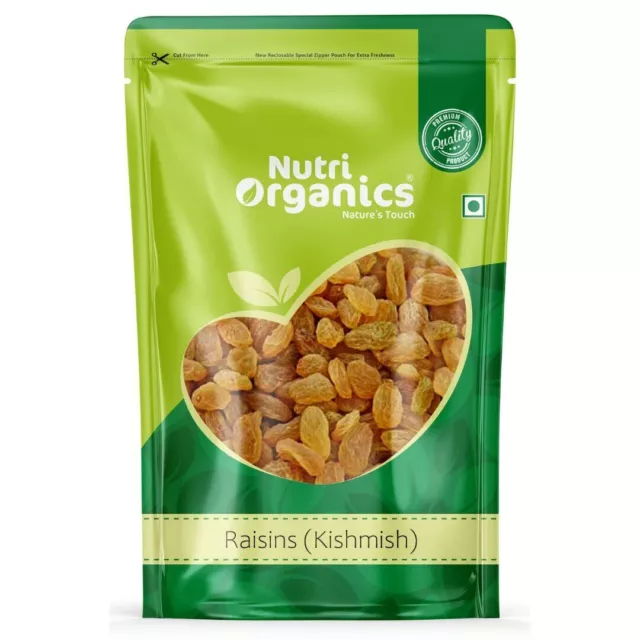 Nutri Organics Trockenfrüchte Premium kernlose Kismis, grüne Rosinen,...