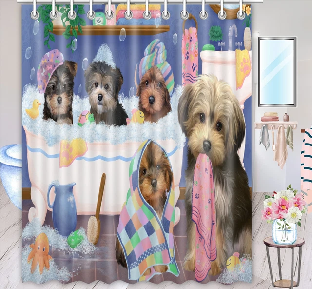 Halloween Yorkipoo Dog Shower Curtain Bathtub Screens Personalized Hooks