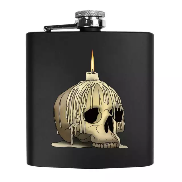 6oz (170ml) 'Skull Candle' Pocket Hip Flask (HP00031040)