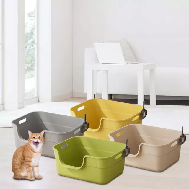 Open Top Pet Litter Box Sifting Litter Tray Easy Cleaning Cat Toilet Sandbox