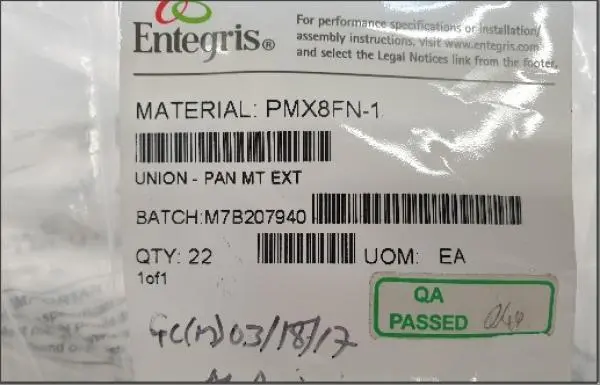 ENTEGRIS - PMX8FN-1 - Flaretek® Union Law - New