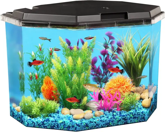 Koller Products 6.5-Gallon Aquarium Kit with Power Filter and LED Lighting