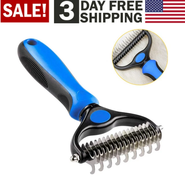 Brush Pet Dog Cat Grooming Hair Comb Remover Tool Fur Undercoat Rake Double-Side