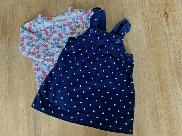Carters Baby Girl Polka Dot Dress Jumper Skirtalls Floral Top 9 Months