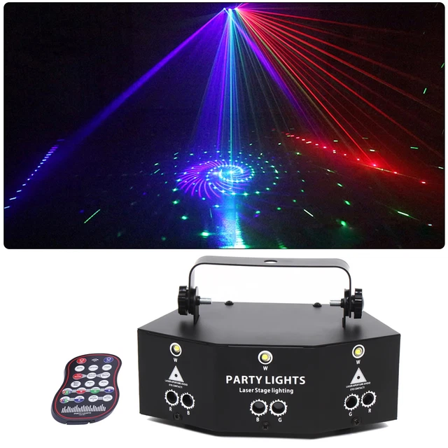 9EYE REMOTE LED RGB Laser Light DMX Scan Projector Strobe DJ Party