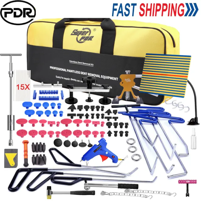 PDR 124X Paintless Dent Puller Rods Car Tool Repair Hail Removal Hammer Glue Kit