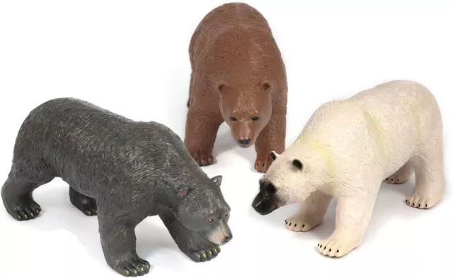 Jumbo Bear Figures for Kids - 16" Brown, Black and White Bears