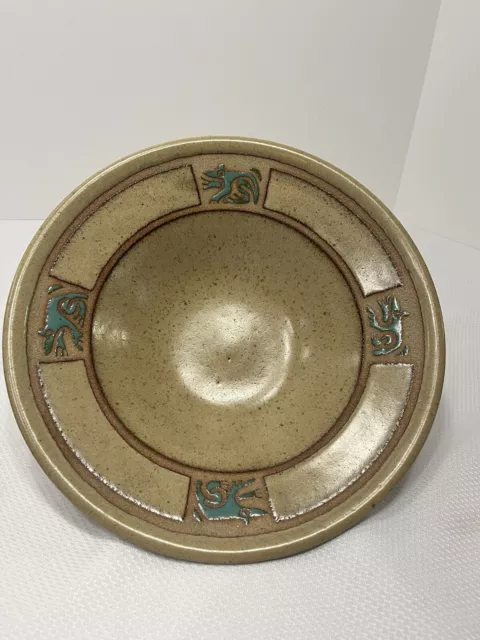 Rare 1998 Michael Miller Peggy Vrana EarthSea Pottery Large 12" Bowl with Frogs