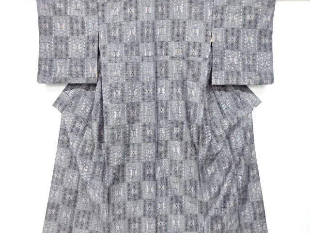 6519249: Japanese Kimono / Antique Kimono / Tsumugi / Woven Asanoha