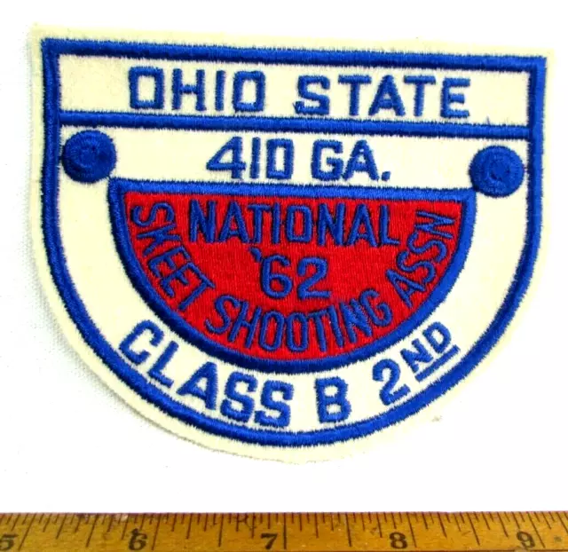 Vintage National Skeet Shooting Assn 1962 Ohio State Patch 410 Gauge Class B 2nd