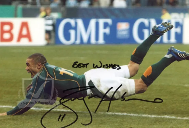 Bryan Habana South Africa RUGBY Signed 12x8 Photo OnlineCOA AFTAL