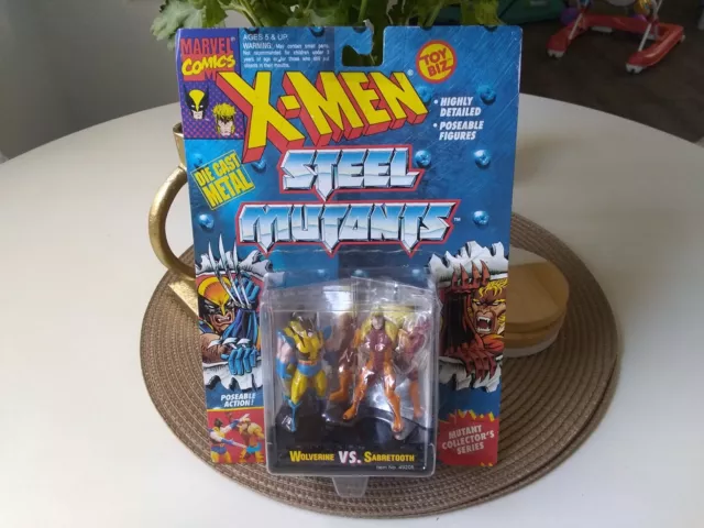 Marvel X-MEN Steel Mutants 1994 Wolverine Vs Sabretooth Action Figures Toy Biz