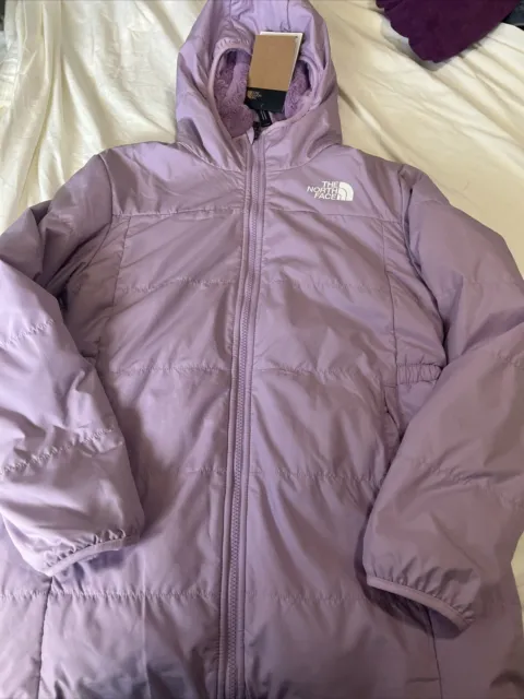 THE NORTH FACE Girls' Reversible Mossbud Purple Parka Large (12) NEW