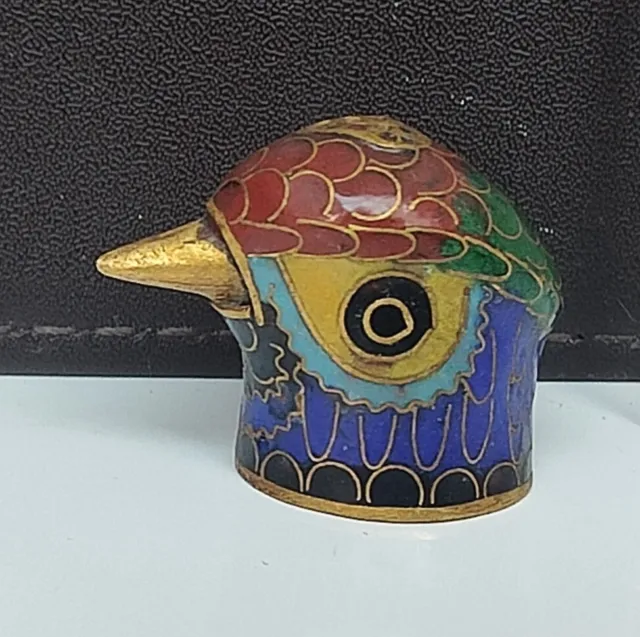 Vintage Chinese Cloisonne Enamel Bird Head Thimble