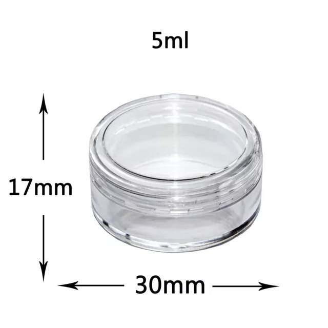 5ml 5g Round Craft Jars / Pots with Clear Lids. Samples, Glitter, Cosmetics jdc