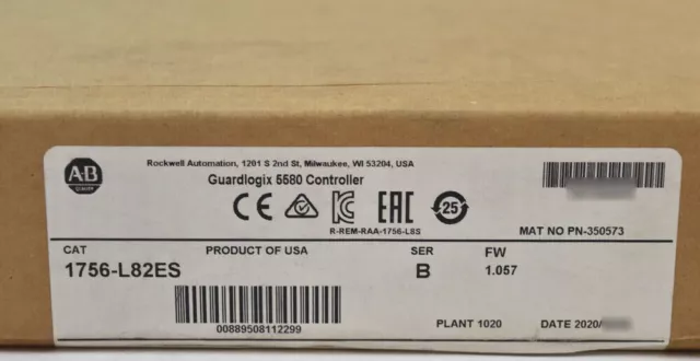 New AB 1756-L82ES /B GuardLogix Logix 5580 Controller 5MB 1756-L82ES