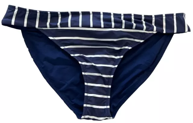 Vineyard Vines Navy Deep Bay White Stripe Sconset Reversible Bikini Bottom Sz M