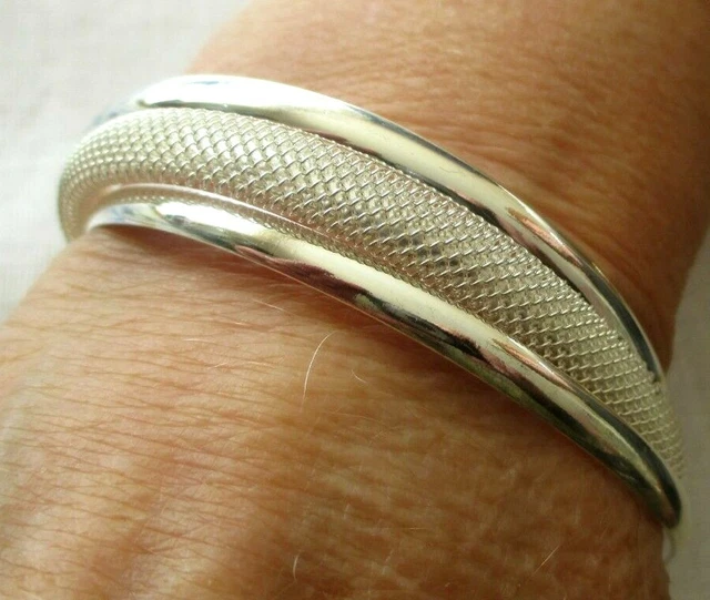 Bracelet Souple En Maillons Plaqué Argent Effet Diamanté - Bijou Occasion Parfait état